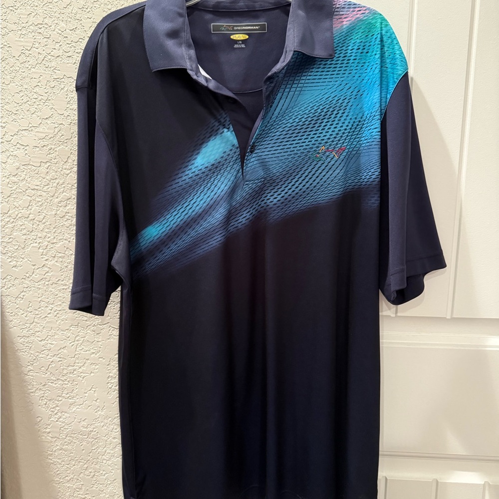 Greg Norman Collection Navy and Teal Polo Shirt